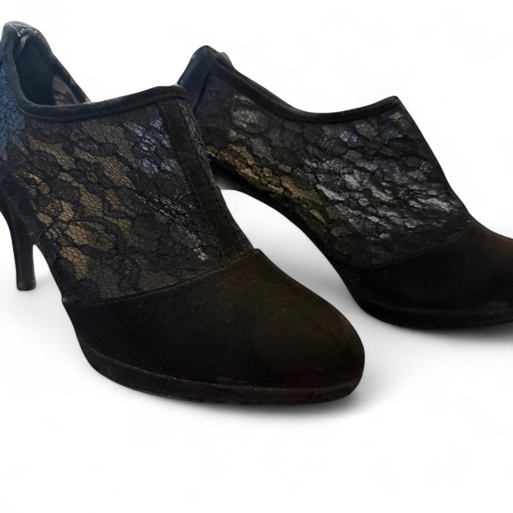 Sexy Black Jellypop lace and suede high heels Size 9.5